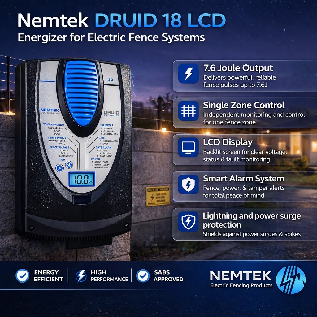 Nemtek Druid 18 LCD Fence Energizer